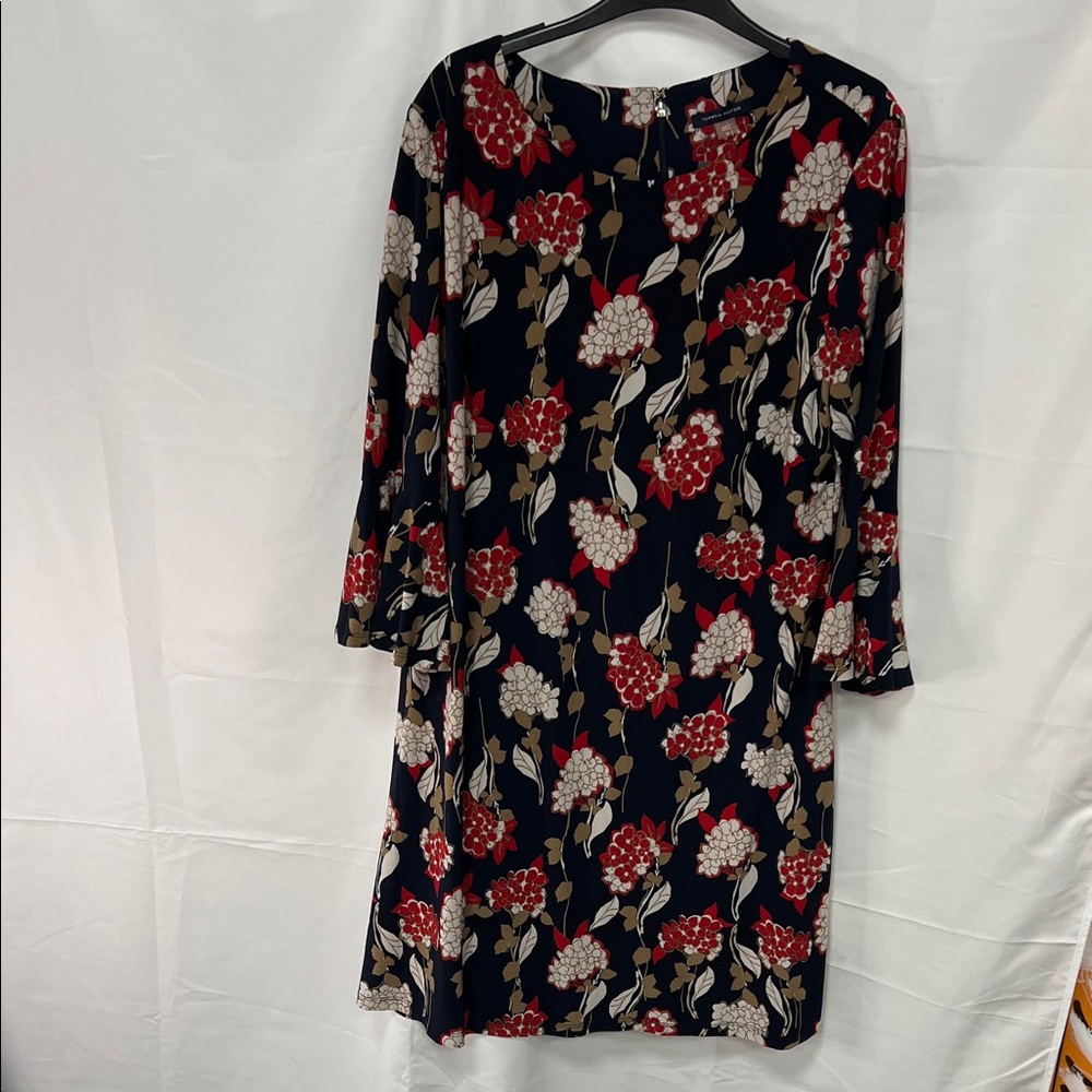 Tommy Hilfiger Red and Black Floral Long Sleeve Dress